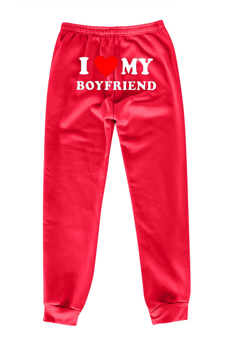 I Love MY BOYFRIEND Printed Sweat Pants