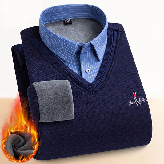 Herren-Thermopullover mit doppeltem Fleecefutter 