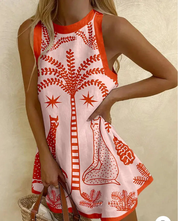 Minikleid mit Palmen-Print