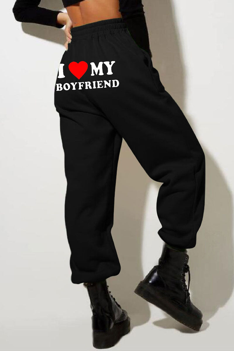 I Love MY BOYFRIEND Printed Sweat Pants