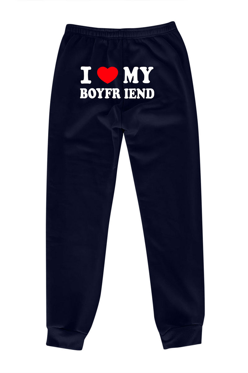 I Love MY BOYFRIEND Printed Sweat Pants