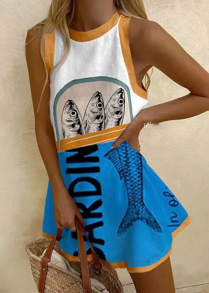 Minikleid mit blauem Print