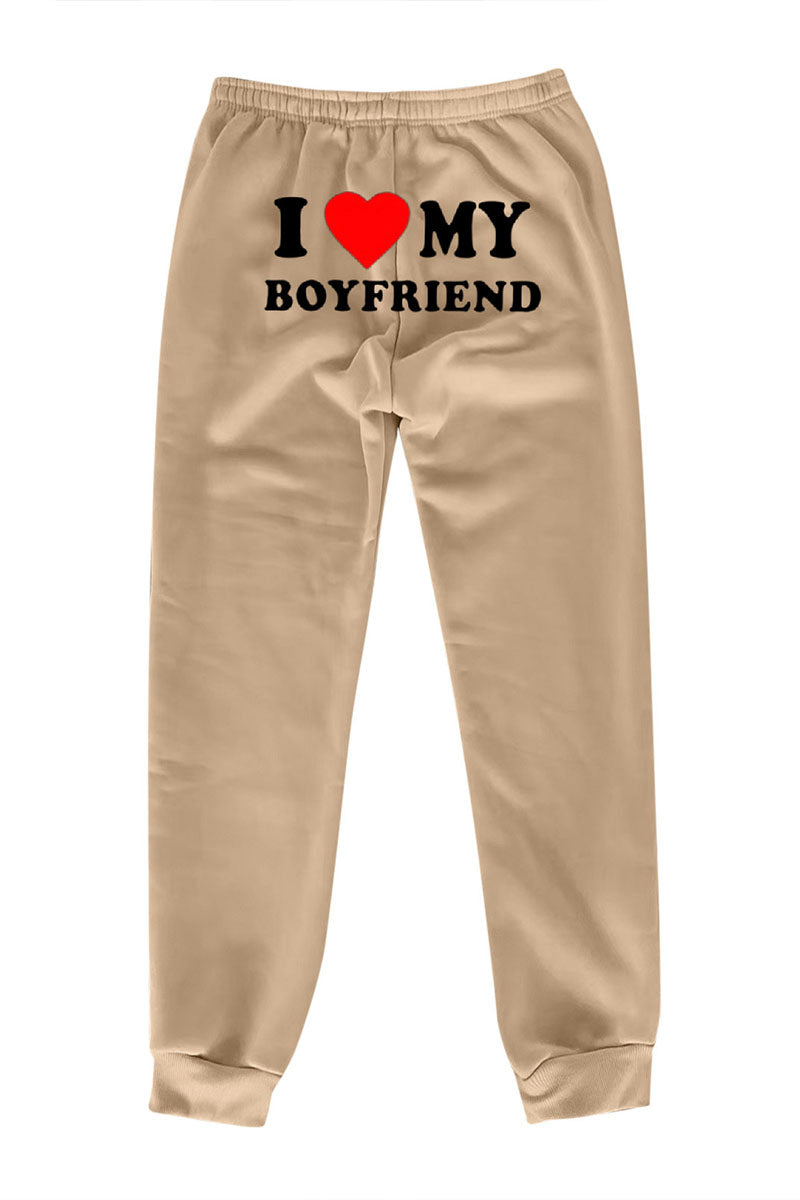 I Love MY BOYFRIEND Printed Sweat Pants