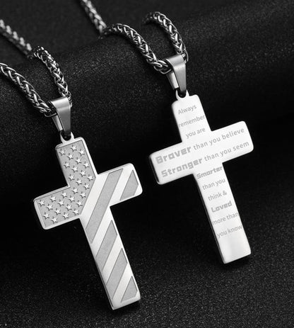 Kreuz Glaube Patriotische Halskette 
