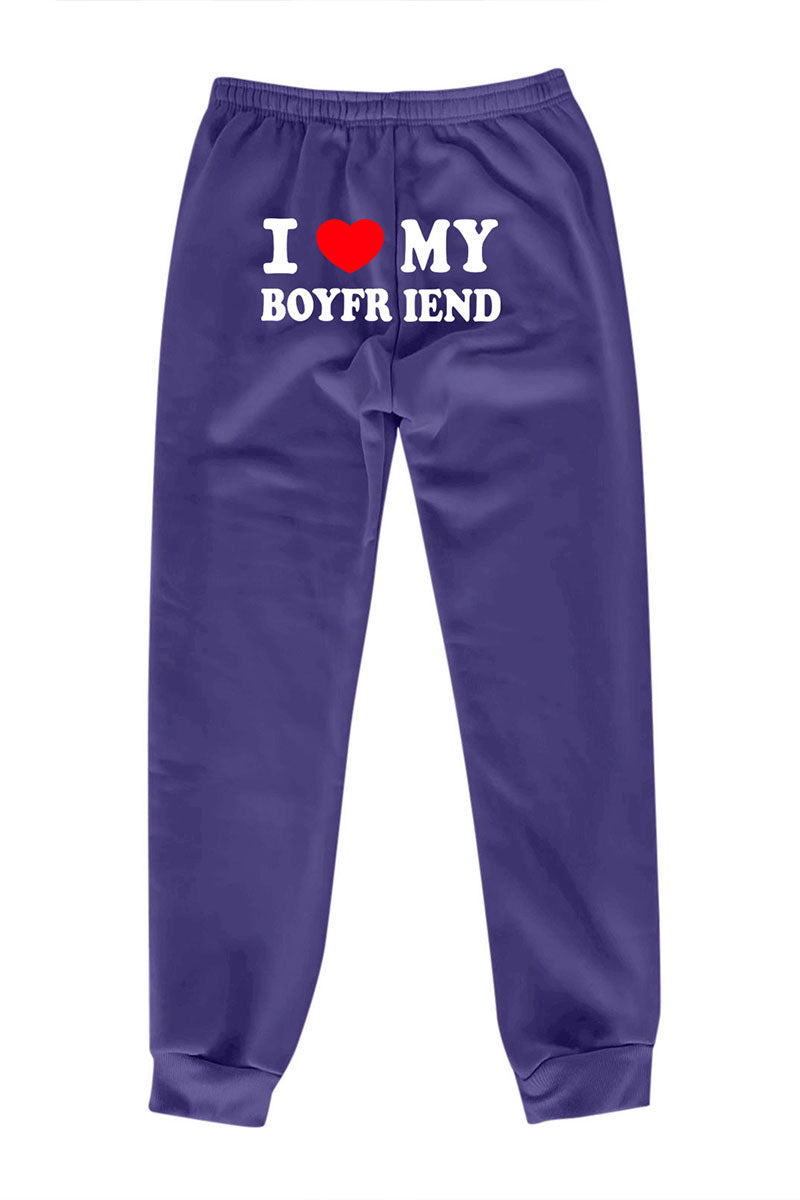 I Love MY BOYFRIEND Printed Sweat Pants
