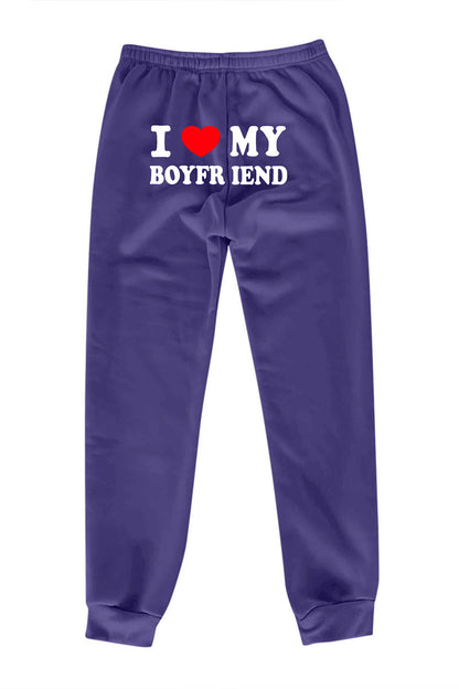 I Love MY BOYFRIEND Printed Sweat Pants