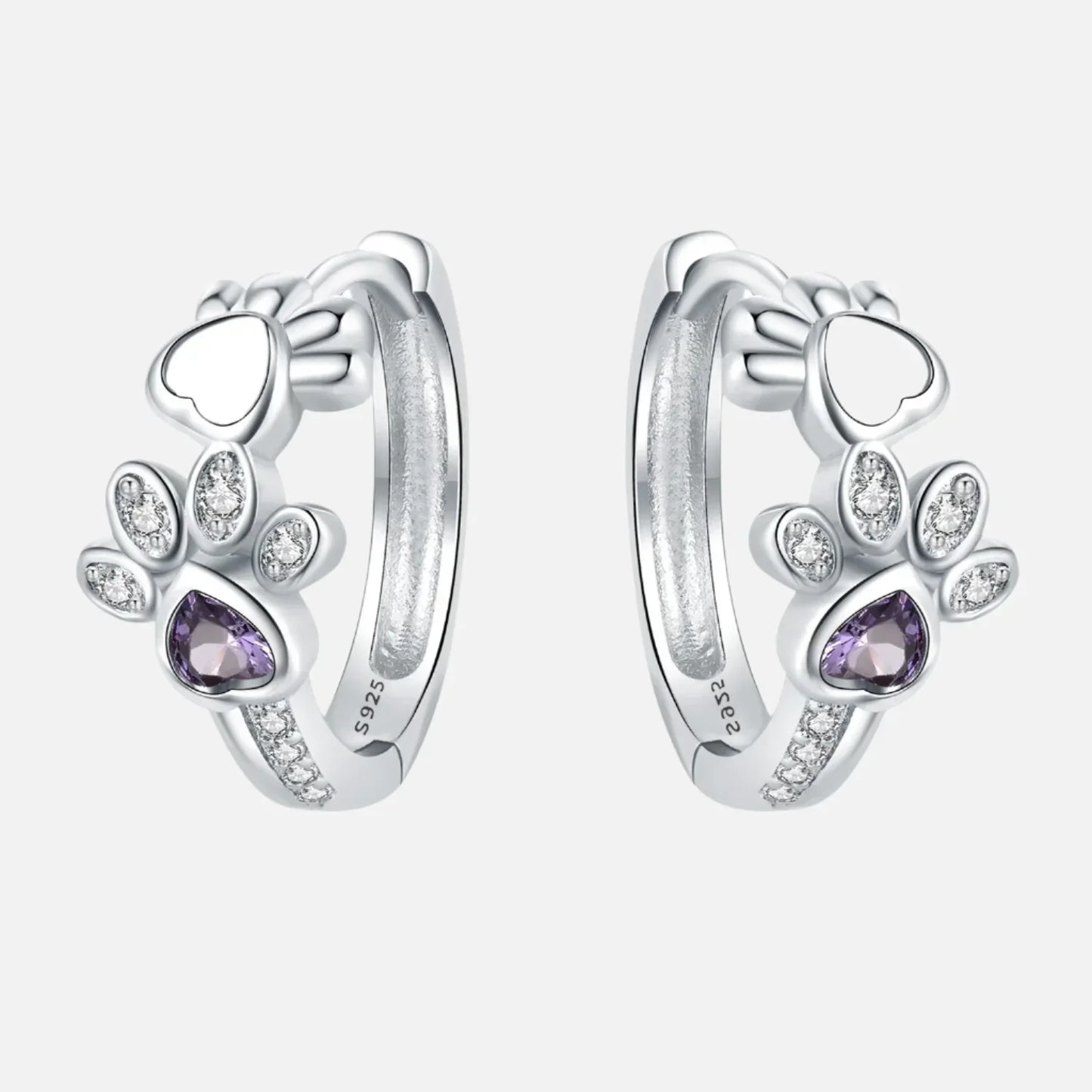 Elixane™ | Silver Paw-Print Huggie Earrings