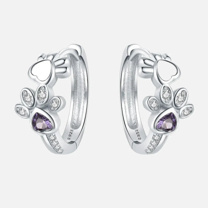 Elixane™ | Silver Paw-Print Huggie Earrings
