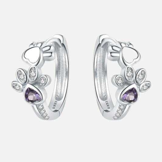 Elixane™ | Silver Paw-Print Huggie Earrings