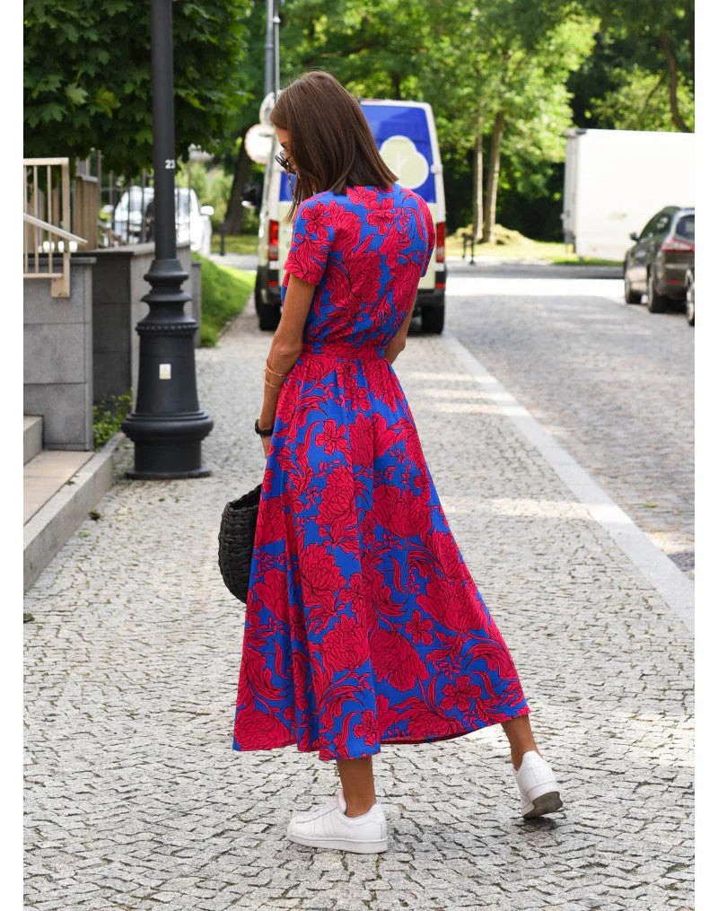 EVA | Elegant V-Neck Dress with Midriff Coverage