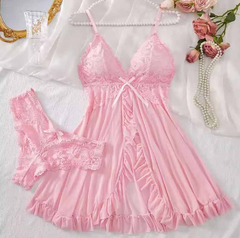 NATALIA | Pyjama de luxe en satin et dentelle – 1 acheté, 1 offert