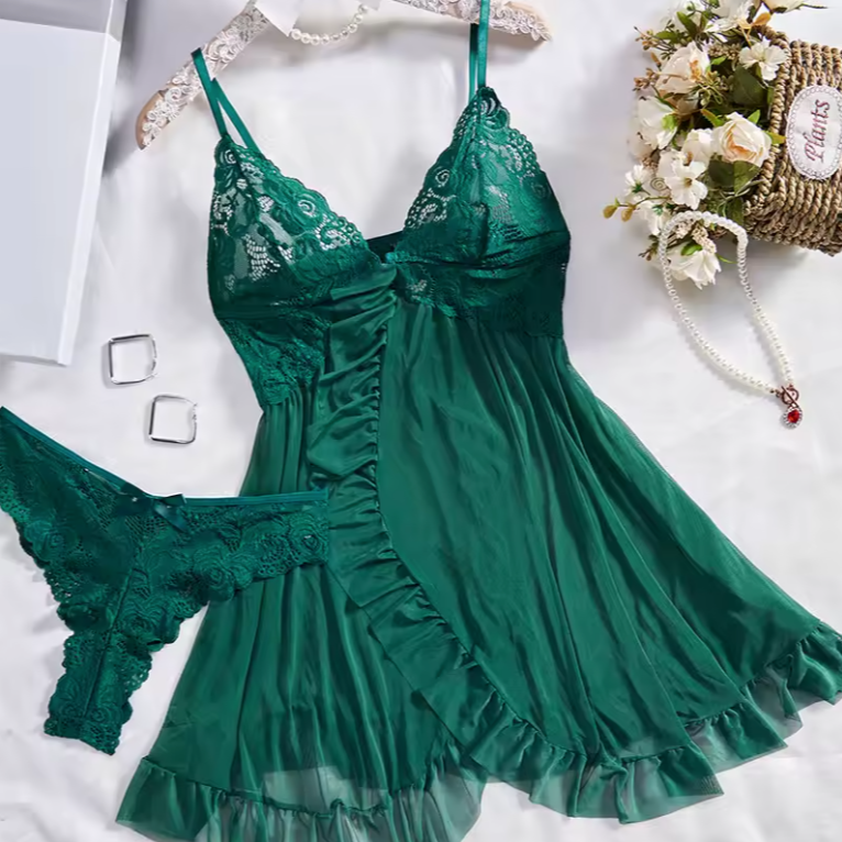 NATALIA | Pyjama de luxe en satin et dentelle – 1 acheté, 1 offert