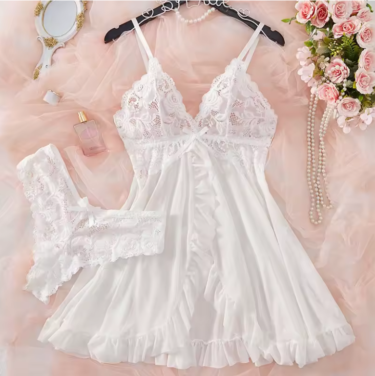 NATALIA | Pyjama de luxe en satin et dentelle – 1 acheté, 1 offert