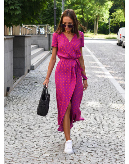 EVA | Elegant V-Neck Dress with Midriff Coverage