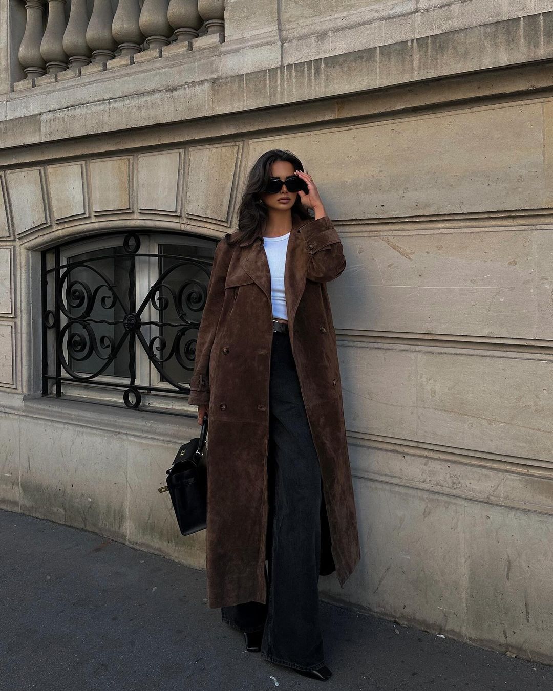 Jenna | Mocha Suede Trench Coat