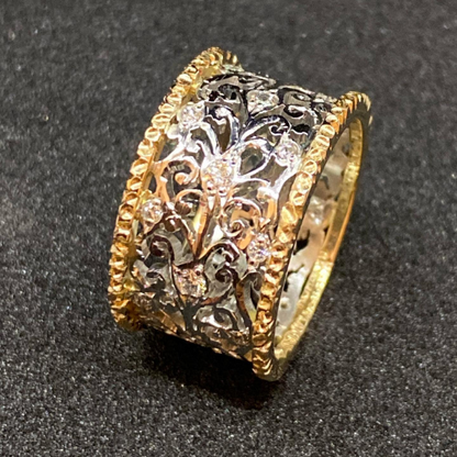 Mika - Vintage Efeu Ring mit Zirkonia 