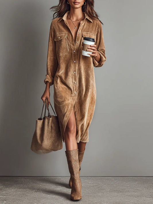 Estela | Midi Corduroy Dress