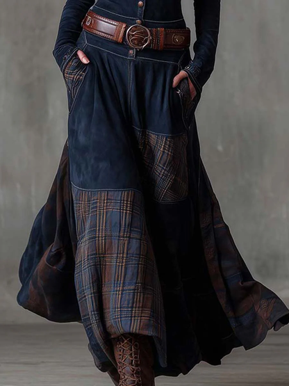 Elisa | Suede Maxi Dress with Belt