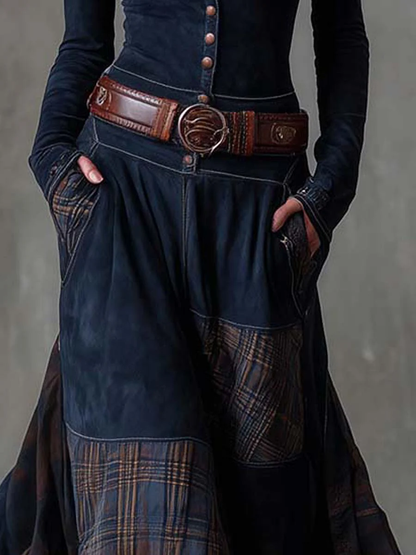 Elisa | Suede Maxi Dress with Belt
