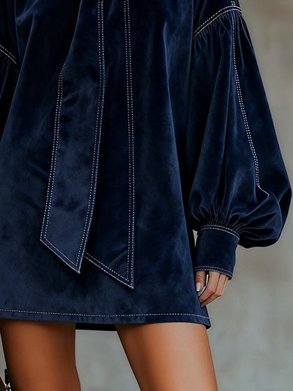 Trinidad | Velvet Mini Dress with Bow