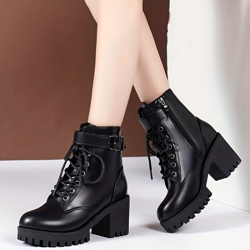 Vera | Schnürstiefeletten mit klobigem Absatz