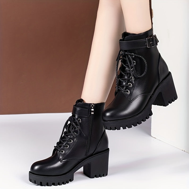 Vera | Schnürstiefeletten mit klobigem Absatz