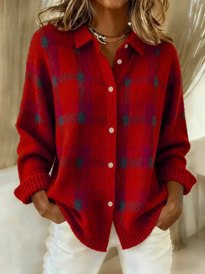 Sophia | Karierter Oversized Cardigan im Vintage-Stil