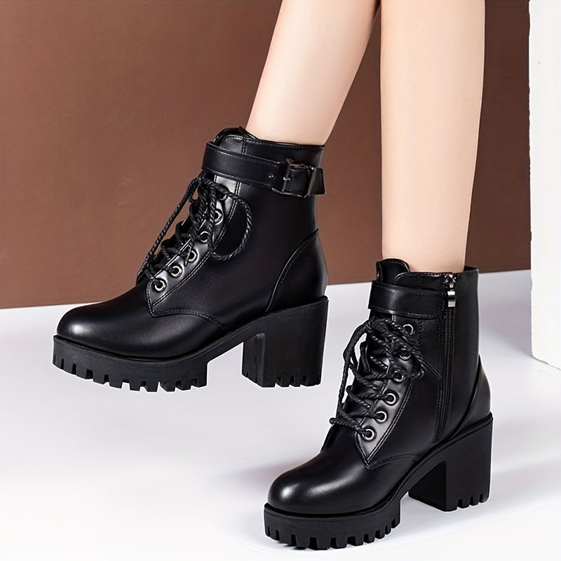 Vera | Schnürstiefeletten mit klobigem Absatz