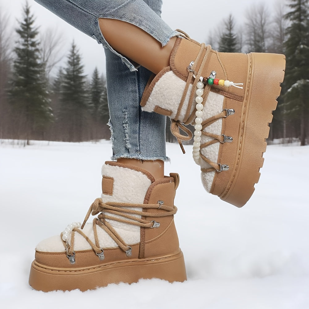 Aria | Women’s Plush Lace-Up Winter Platform Boots