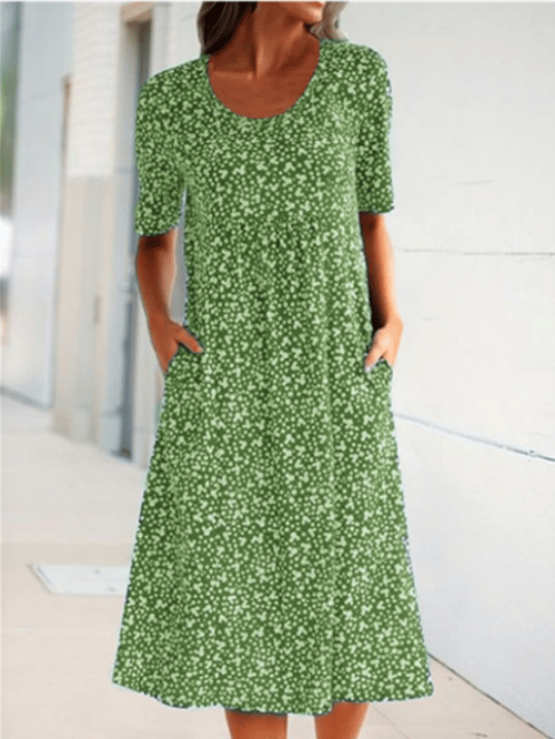 🎁Robe fleurie à nouer et col rond pour femme (8 couleurs avec poches)