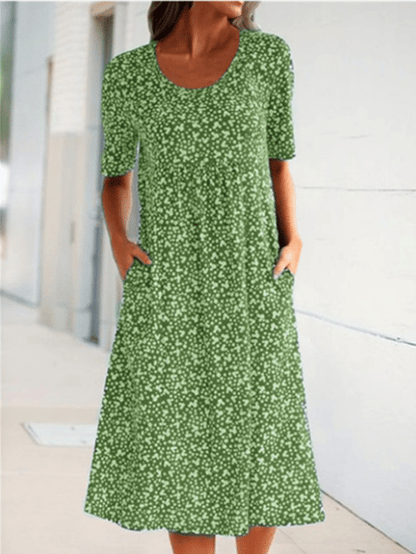 🎁Robe fleurie à nouer et col rond pour femme (8 couleurs avec poches)