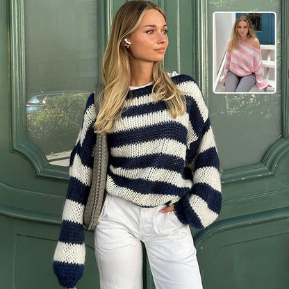 Clara | Entspannter gestreifter Strickpullover