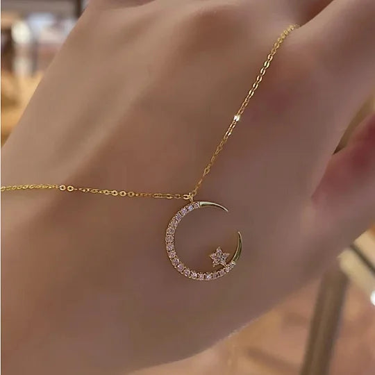 💕50 % Rabatt💕Helle Nacht: Mond-Stern-Halskette🌙