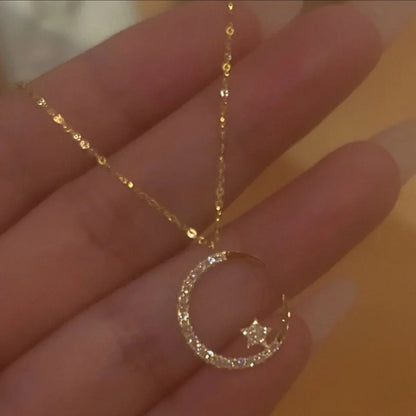 💕50 % Rabatt💕Helle Nacht: Mond-Stern-Halskette🌙