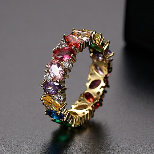 Vintage Ring mit buntem Strass 