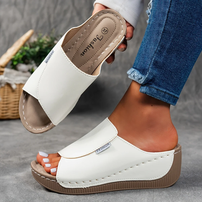 🔥Letzte Aktion 50 % Rabatt – Bequeme Damen-Lederpantoffeln mit dicker Sohle und Fußgewölbeunterstützung