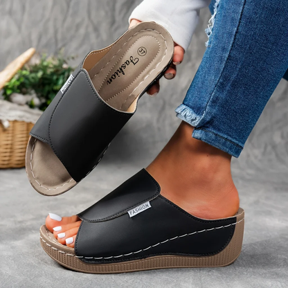 🔥Letzte Aktion 50 % Rabatt – Bequeme Damen-Lederpantoffeln mit dicker Sohle und Fußgewölbeunterstützung