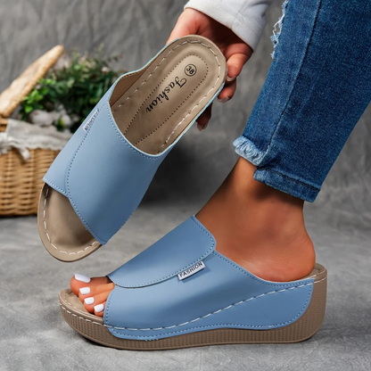 🔥Letzte Aktion 50 % Rabatt – Bequeme Damen-Lederpantoffeln mit dicker Sohle und Fußgewölbeunterstützung