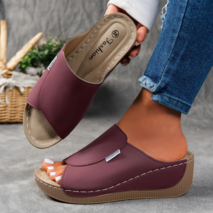 🔥Letzte Aktion 50 % Rabatt – Bequeme Damen-Lederpantoffeln mit dicker Sohle und Fußgewölbeunterstützung