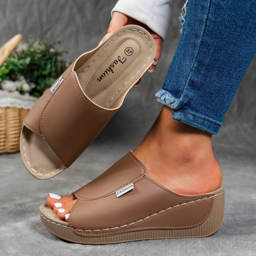 🔥Letzte Aktion 50 % Rabatt – Bequeme Damen-Lederpantoffeln mit dicker Sohle und Fußgewölbeunterstützung