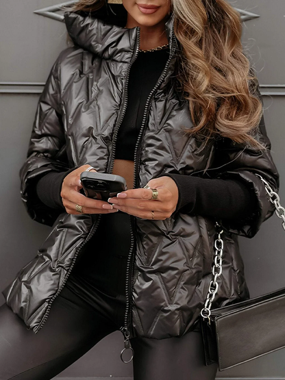 DANIELA | Damen Winterjacke aus Baumwolle mit Kapuze und langen Ärmeln