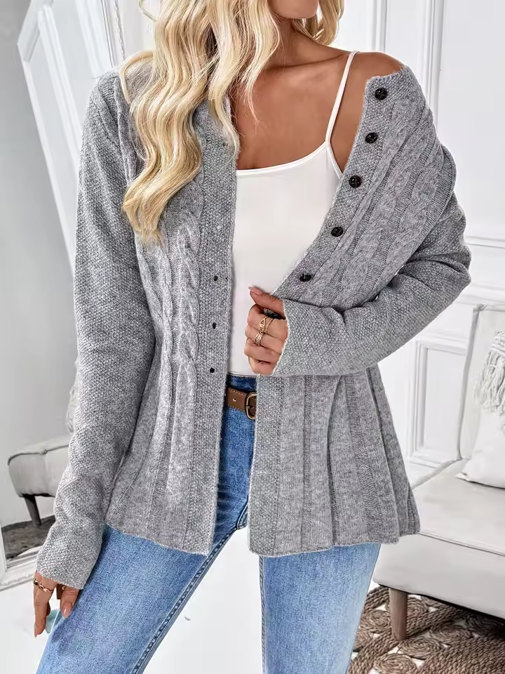 Clara | Strukturierter Strick-Cardigan mit Knöpfen