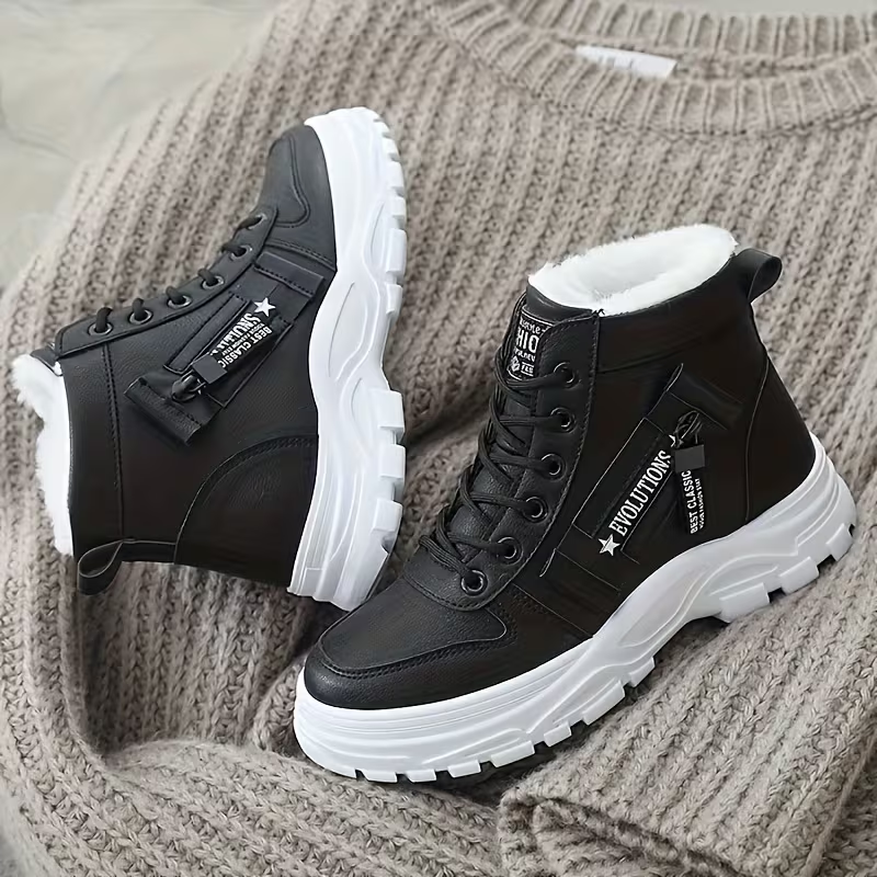 LunaStep | Plattform-Ankle-Boots mit Plüschfutter