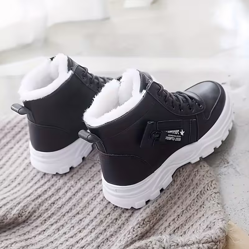 LunaStep | Plattform-Ankle-Boots mit Plüschfutter