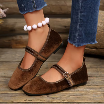BelleRue | Vintage Mary-Jane-Ballerinas mit eckiger Kappe