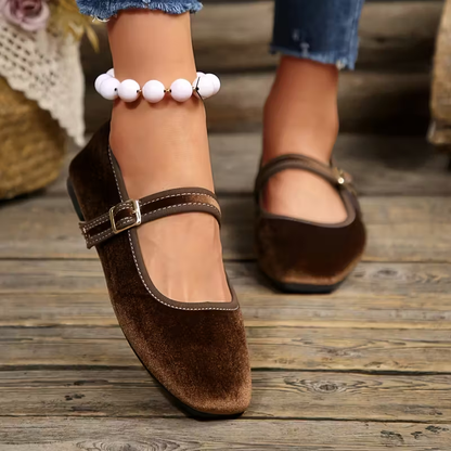 BelleRue | Vintage Mary-Jane-Ballerinas mit eckiger Kappe