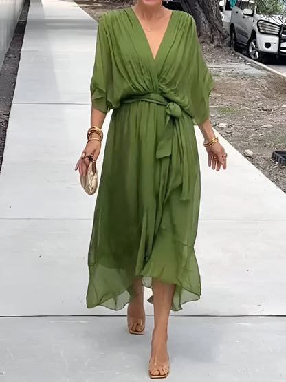Monica - Robe en mousseline à col en V