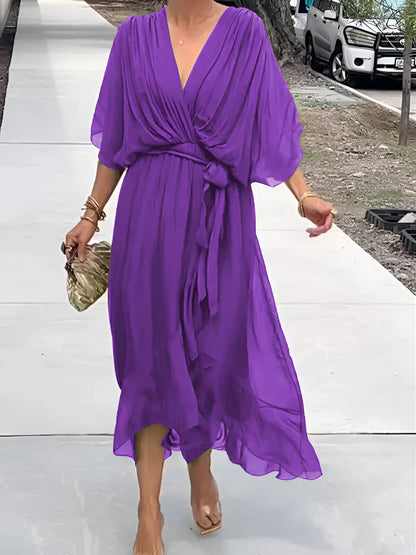 Monica - Robe en mousseline à col en V