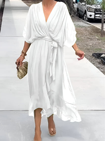 Monica - Robe en mousseline à col en V