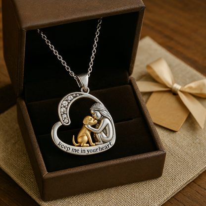 Alduna™ | Silver Necklace with Dog and Heart